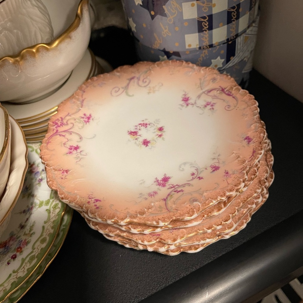 Five Limoges Elegant Floral Desert Plates